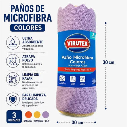 Paño de Microfibra Virutex x 3