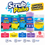 Combo Scrub Paño - 3 Scrub Power + 3 Paños Microfibra + 1 Paño Multiuso