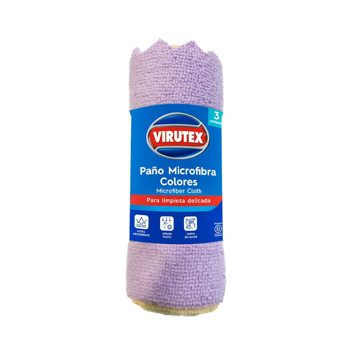 Pano de Microfibra Colores Virutex, pack de 3 unidades
