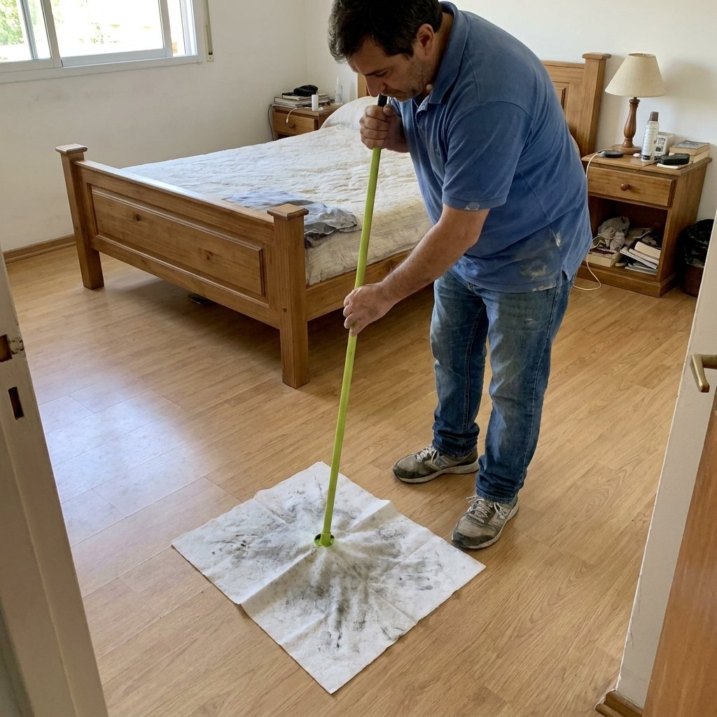 Persona usando el trapo de piso Impeke en su casa