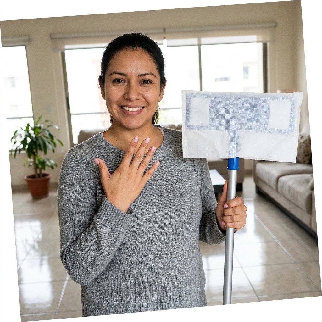 Persona usando el trapo de piso Impeke en su casa